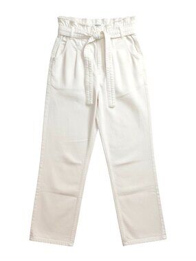 Hudson High Rise Straight Leg Jeans Denim Pants Paperbag Crop White 28